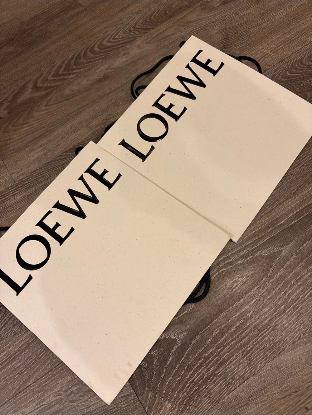 Loewe Cream Shopping Bags with Black Rope Handles (Set of 2)